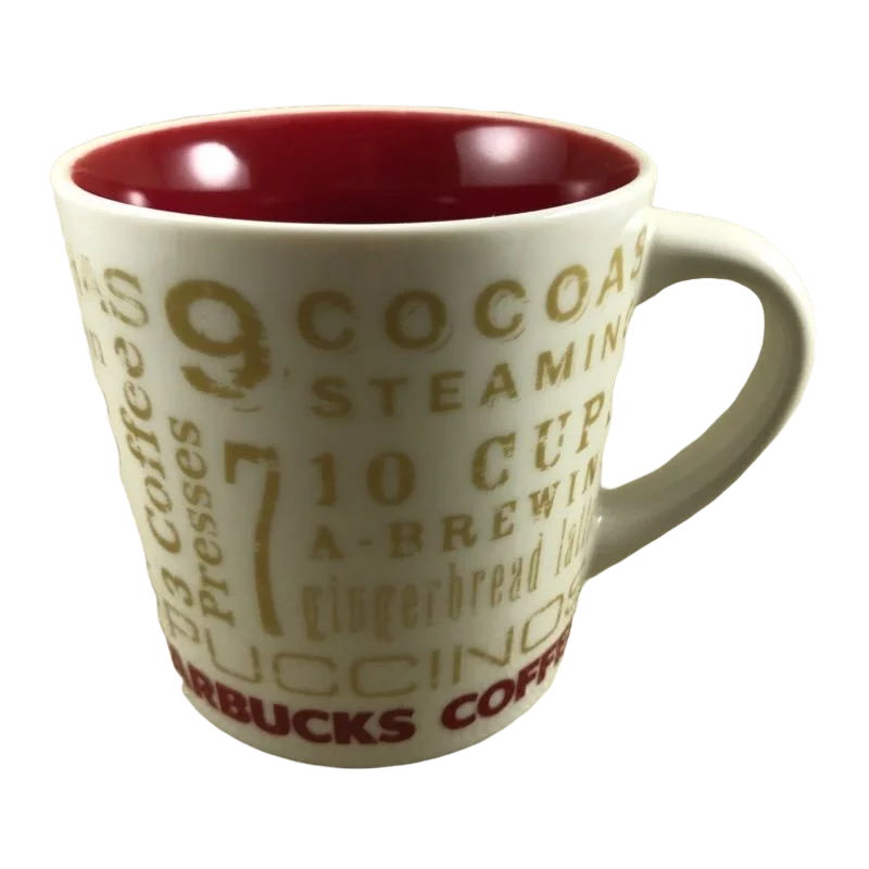 12 Days of Christmas Gold Words Mug Starbucks