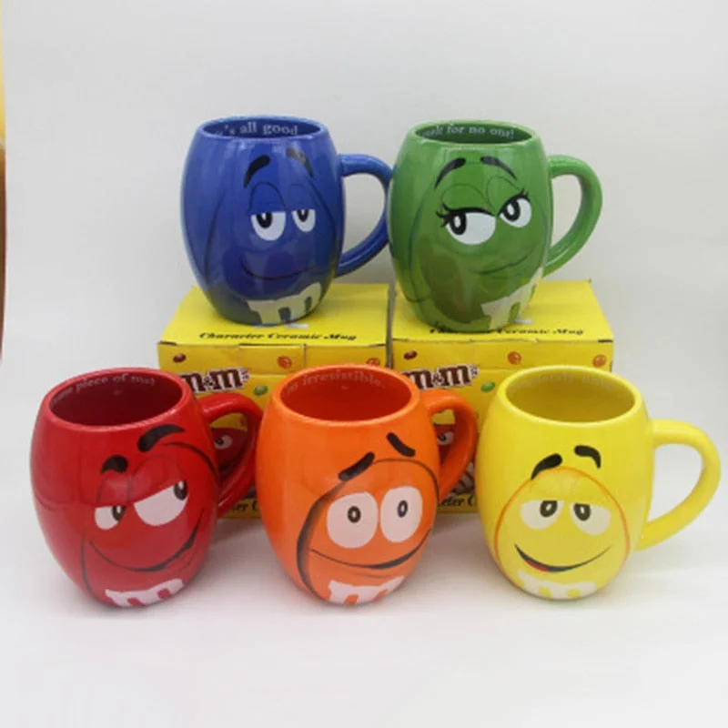 2019 New 600mL m&m Beans Coffee Mugs Tea Cups and Mugs Cartoon Cute Expression Mark Large Capacity Drinkware Christmas Gifts