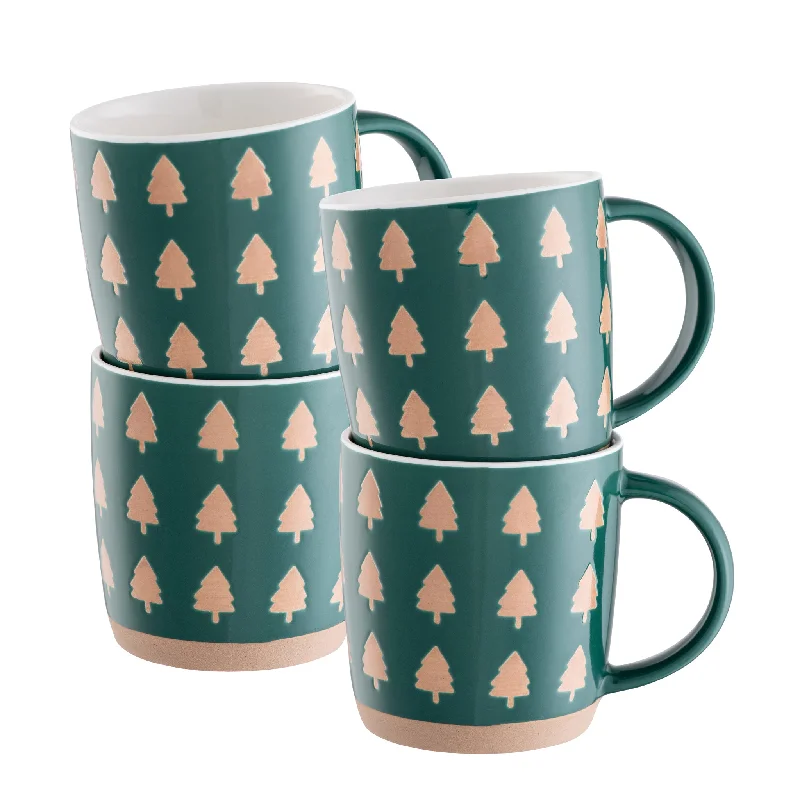 Belleek Living Christmas Tree Mugs Set of 4