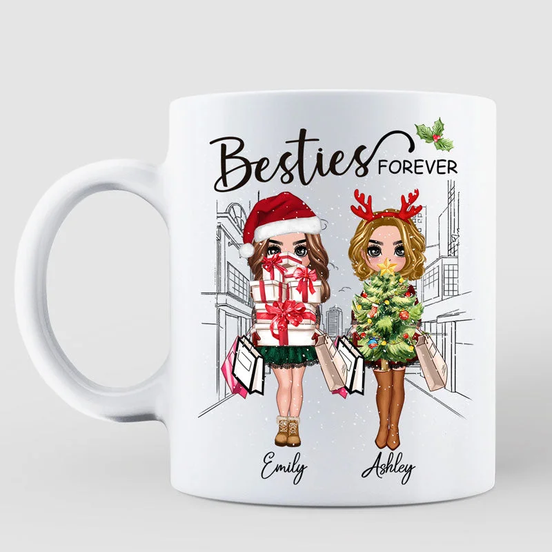 Best Friends Sisters Christmas Tree Personalized Mug