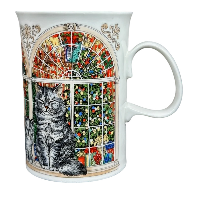 Christmas Cats Gray Tabby Sue Scullard Mug Dunoon