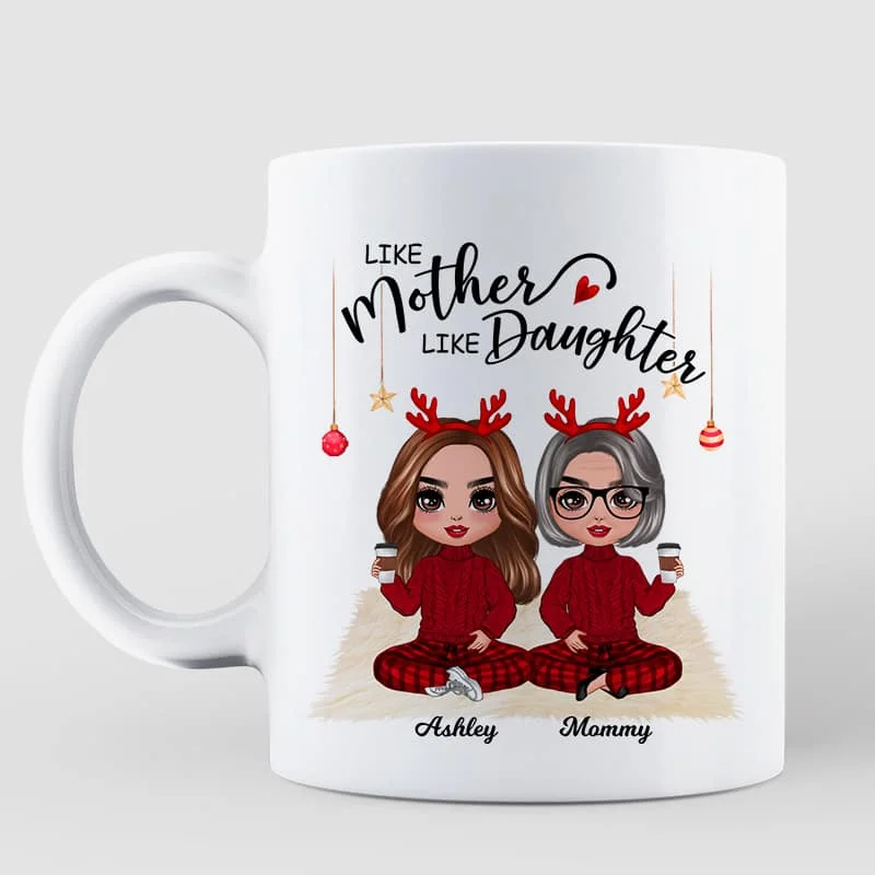 Christmas Doll Mother And Daughters Personalized Mug