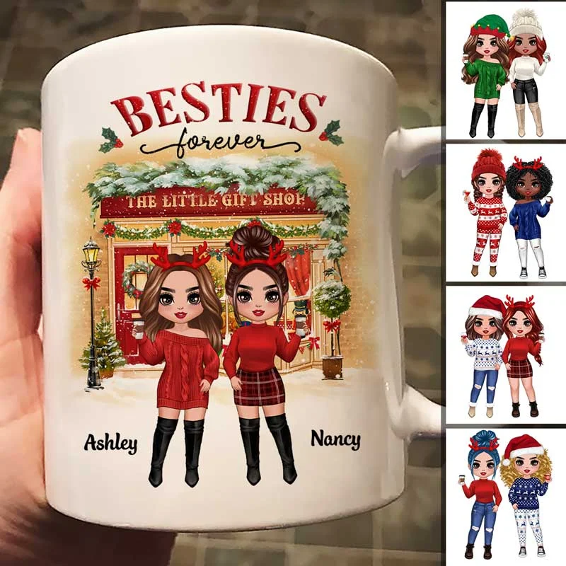 Christmas Gift Shop Best Friends Sisters Personalized Mug