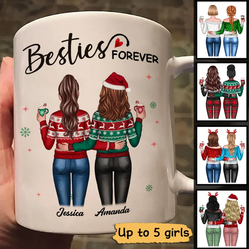 Christmas Standing Besties Back View Personalized Mug