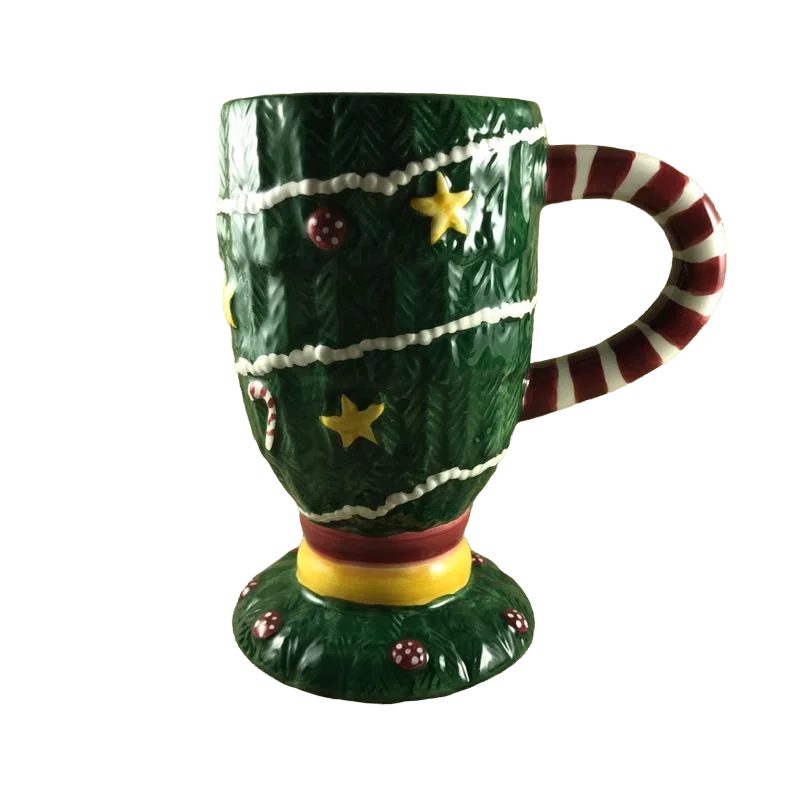 Christmas Tree With Ornaments Candy Cane Handle Mug Bella Casa By Ganz