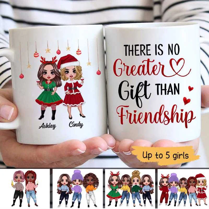 Christmas Gift Doll Besties Sisters Siblings Standing Personalized Mug