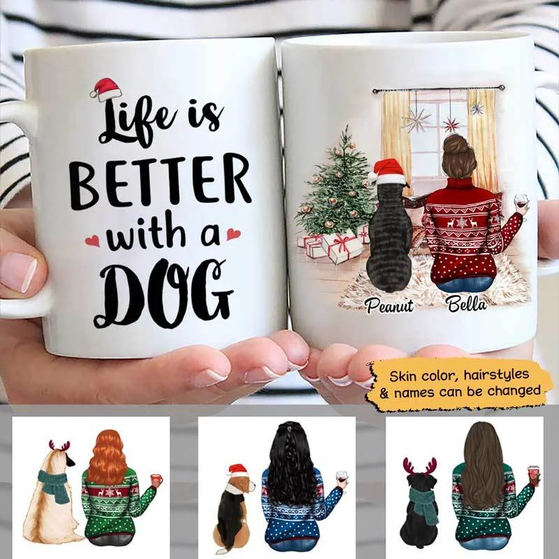 Christmas Life Is Better With A Dog Personalized Coffee Mug