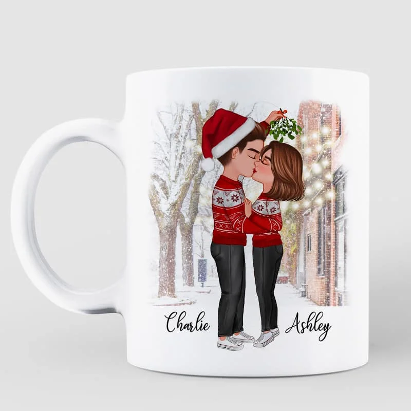 Couple Under Mistletoe We Got This Christmas Personalized Mug