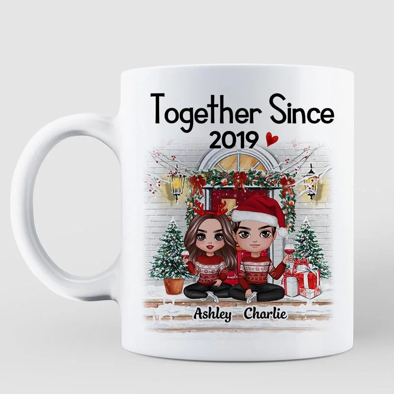 Doll Couple Together Since Front Porch Christmas Personalized Mug