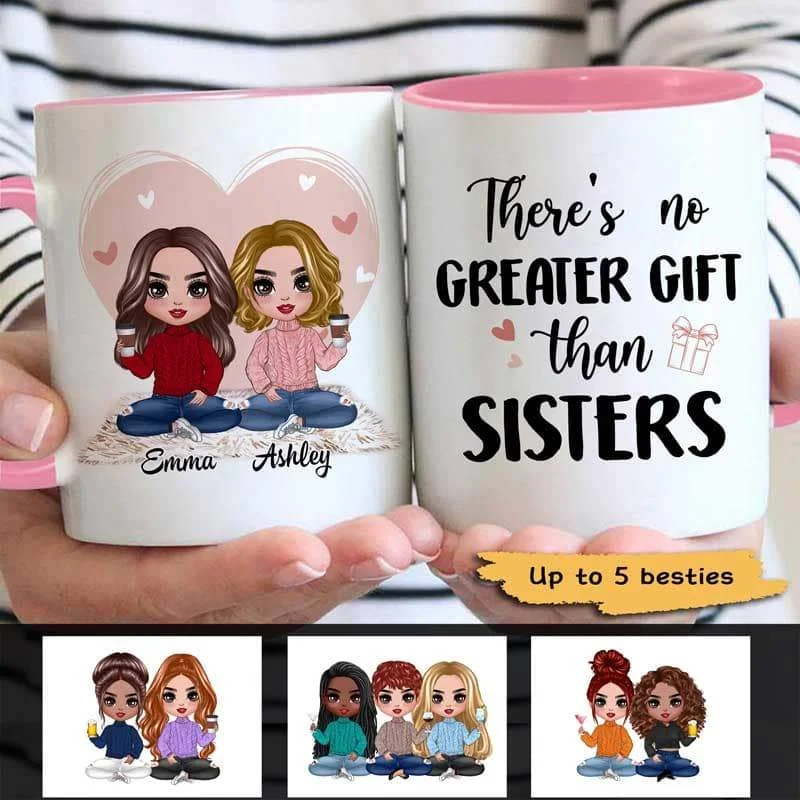 Doll Girls Gift For Besties Sisters Siblings Pink Heart Christmas Personalized Mug