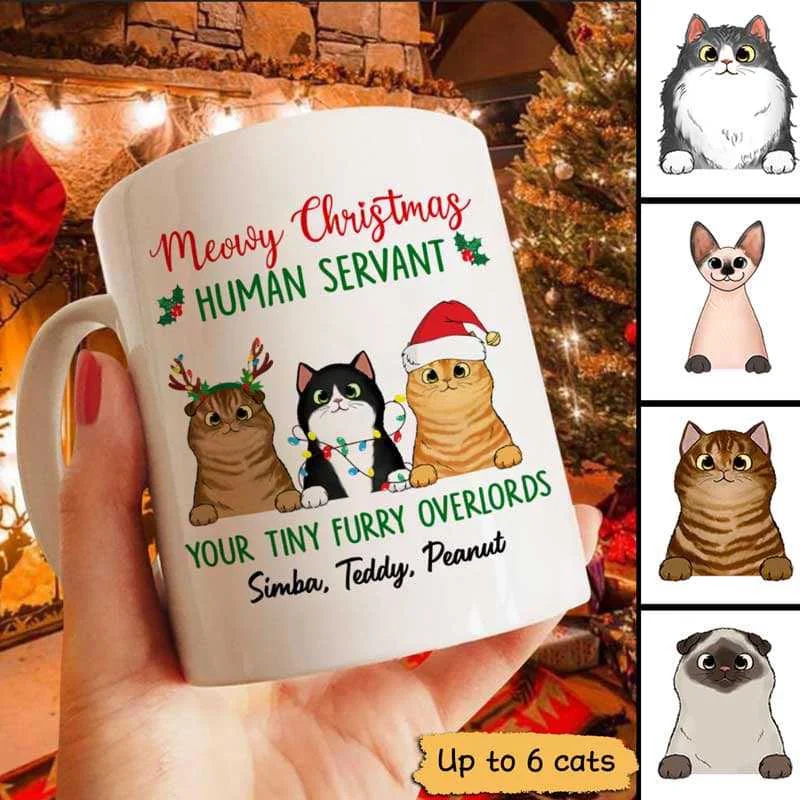 Fluffy Cats Meowy Christmas Human Servant Personalized Mug