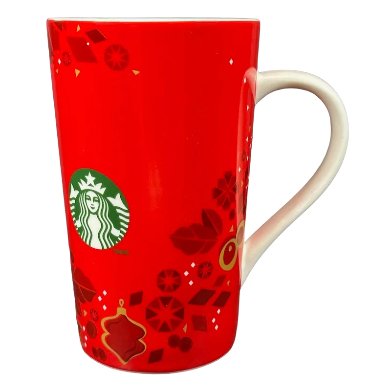 Green And White Siren Christmas Leaves Berries Poinsettias Checklist 16oz Mug 2013 Starbucks