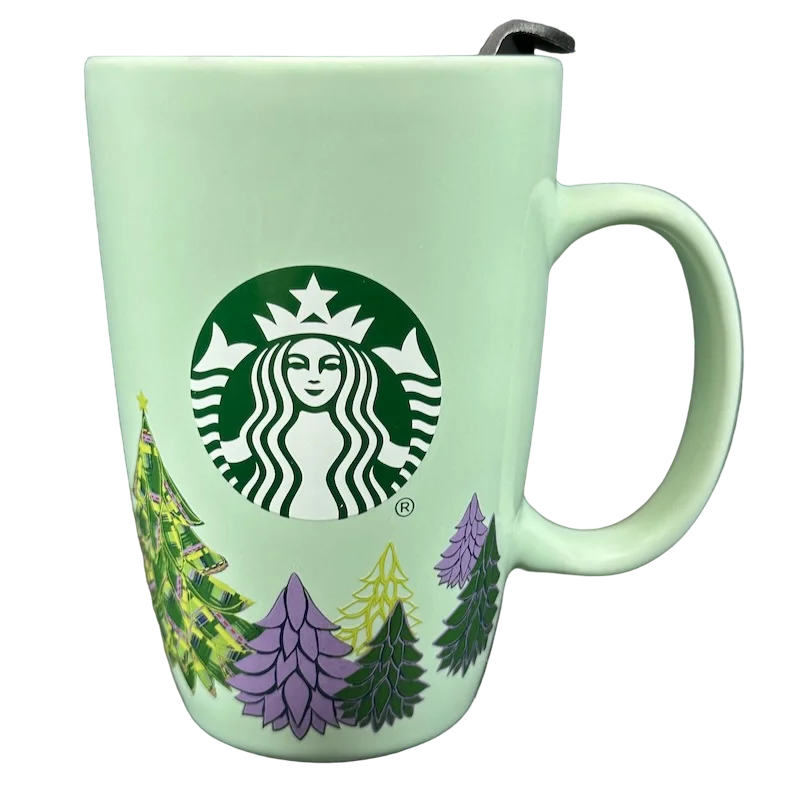 Green And White Siren Christmas Pine Trees 12oz Travel Mug 2020 Starbucks