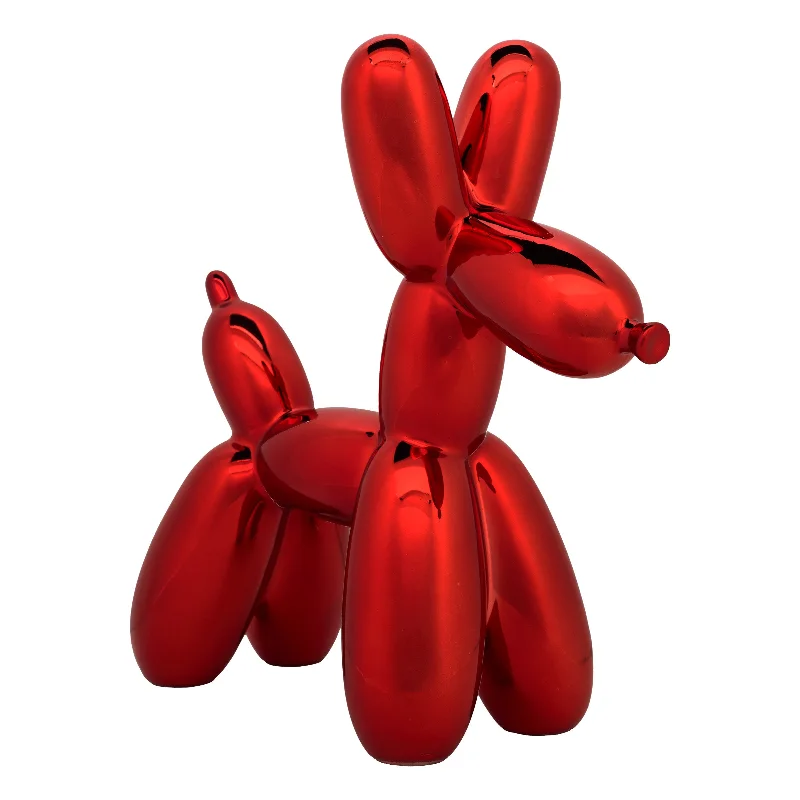 Halloween Christmas Balloon Dog Figurine, Red, Polyresin, 11 inch