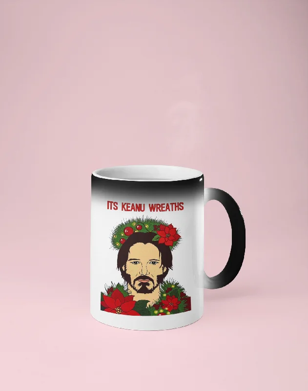 It's Keanu Wreaths - Christmas Color Changing Mug - Reveals Secret Message w/ Hot Water