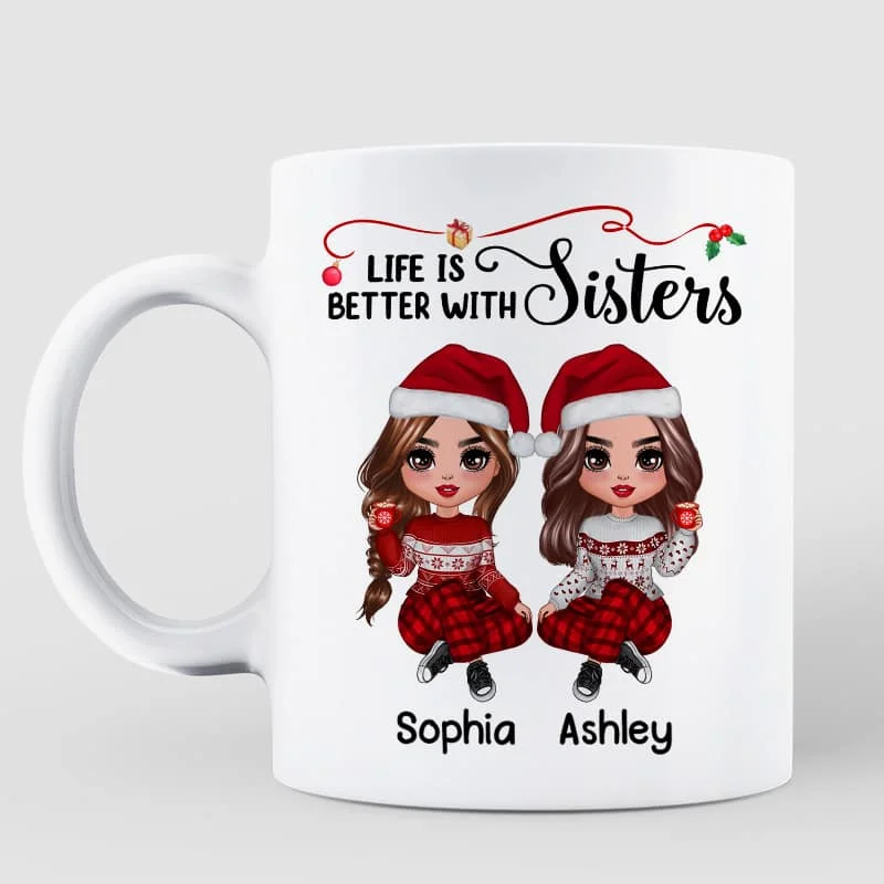 Life Is Better With Besties Sisters Christmas Personalized Mug