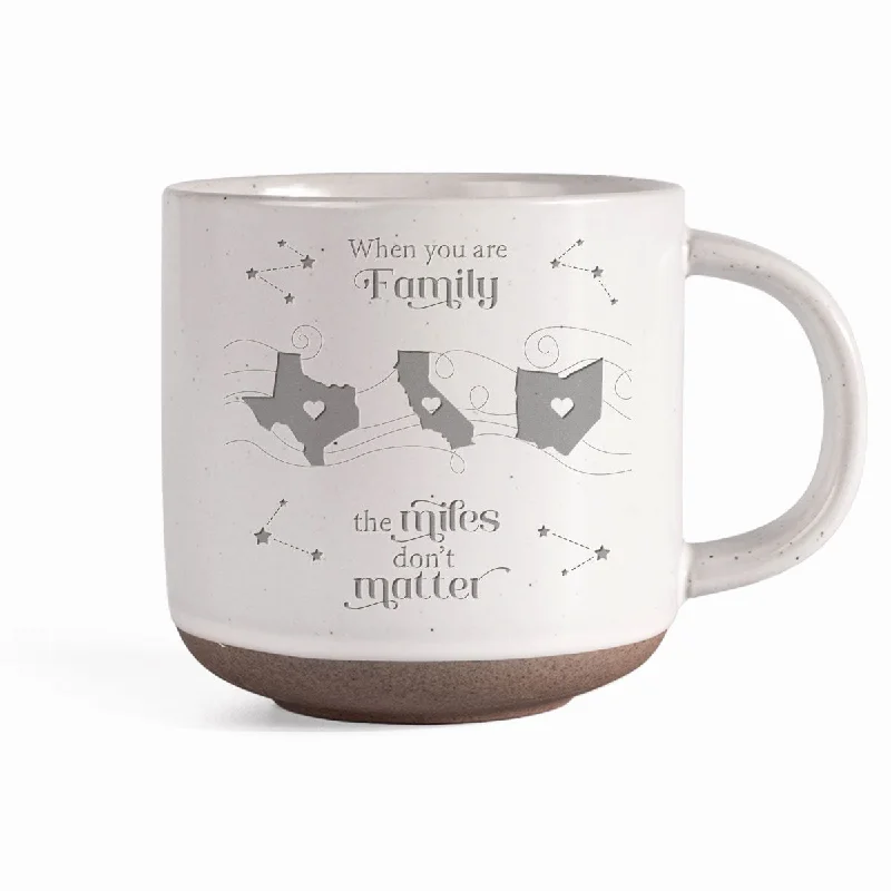 Long Distance Family Friends Siblings Sisters Besties Personalized Engraved Pottery Mug, Togetherness Christmas Gift