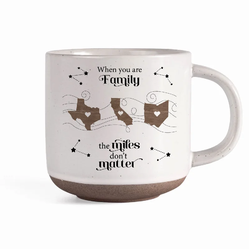 Long Distance Family Friends Siblings Sisters Besties Personalized Pottery Mug, Togetherness Christmas Gift