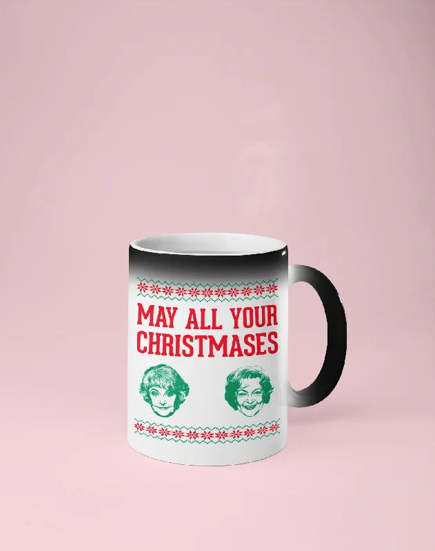 May All Your Christmases Bea White - Golden Girls Color Changing Mug - Reveals Secret Message w/ Hot Water