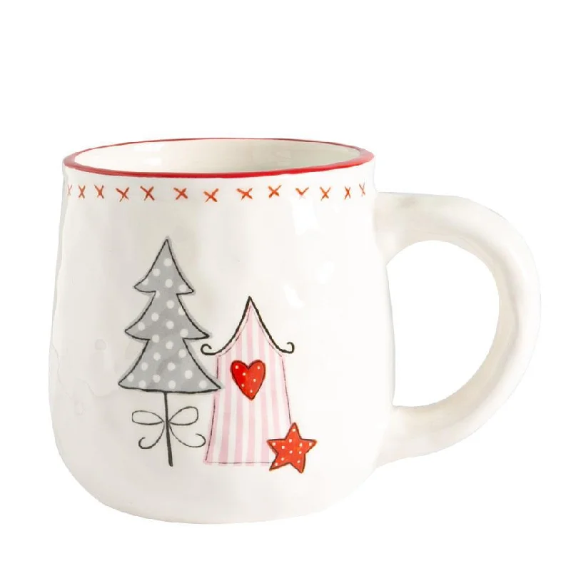 475ml Patchwork Christmas Stoneware Coffee Mug - By Nicola Spring