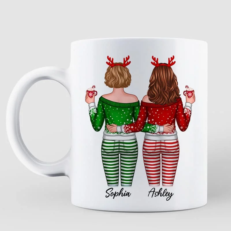 Our Friendship Is Endless Besties Back View Christmas Personalized Mug