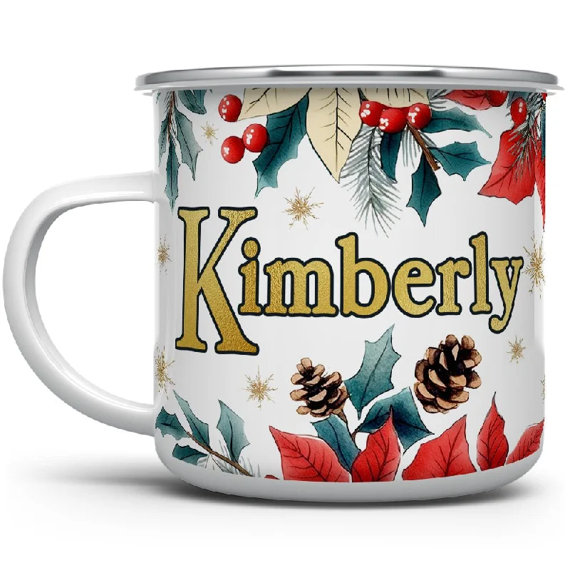 Personalized Name Christmas Floral Camp Mug