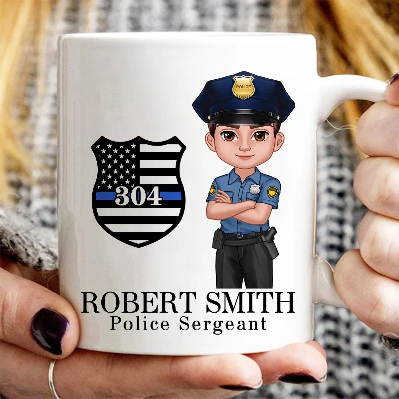 Police Thin Blue Line Personalized Mug, Appreciation Gift, Christmas Gift For Colleagues, Boss, Police Officers, Sheriff, Deputy Sheriff