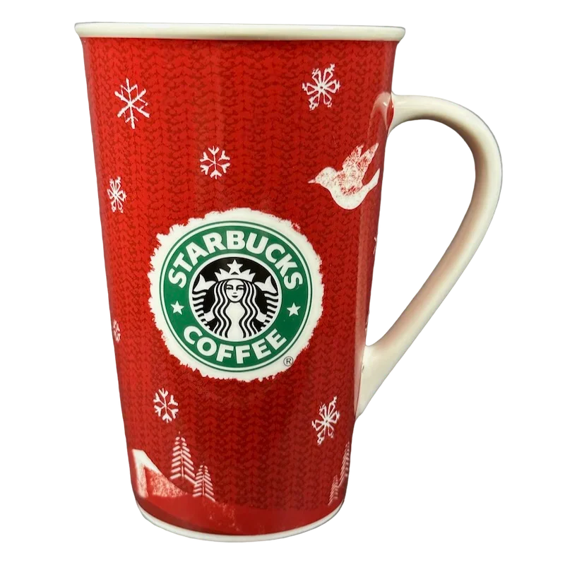 Siren Logo Christmas Deer Doves Snowflakes Checklist 16oz Mug Holiday 2008 Starbucks