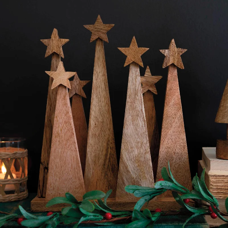 Wooden Christmas Trees Ensemble