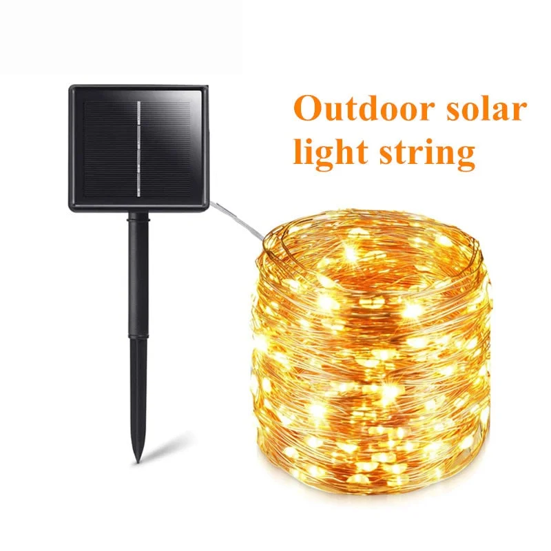 D2 Solar String Fairy LED  Lights 12m 100LED / 5M 50 Outdoor Waterproof Garland Solar Power Lamp Christmas For Garden Decoration