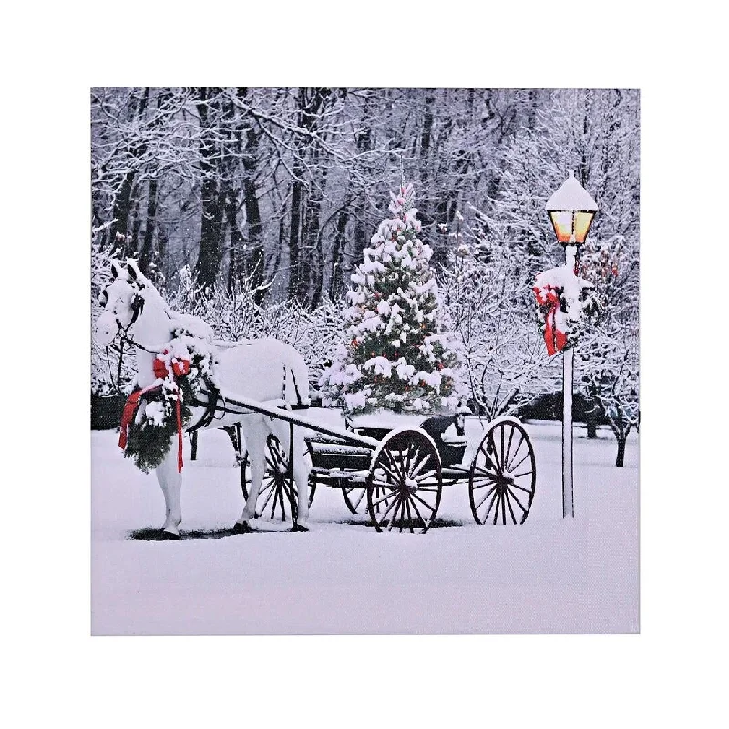 HOMESMART Multi Color Canvas 4-LED Dog Painting Christmas Theme