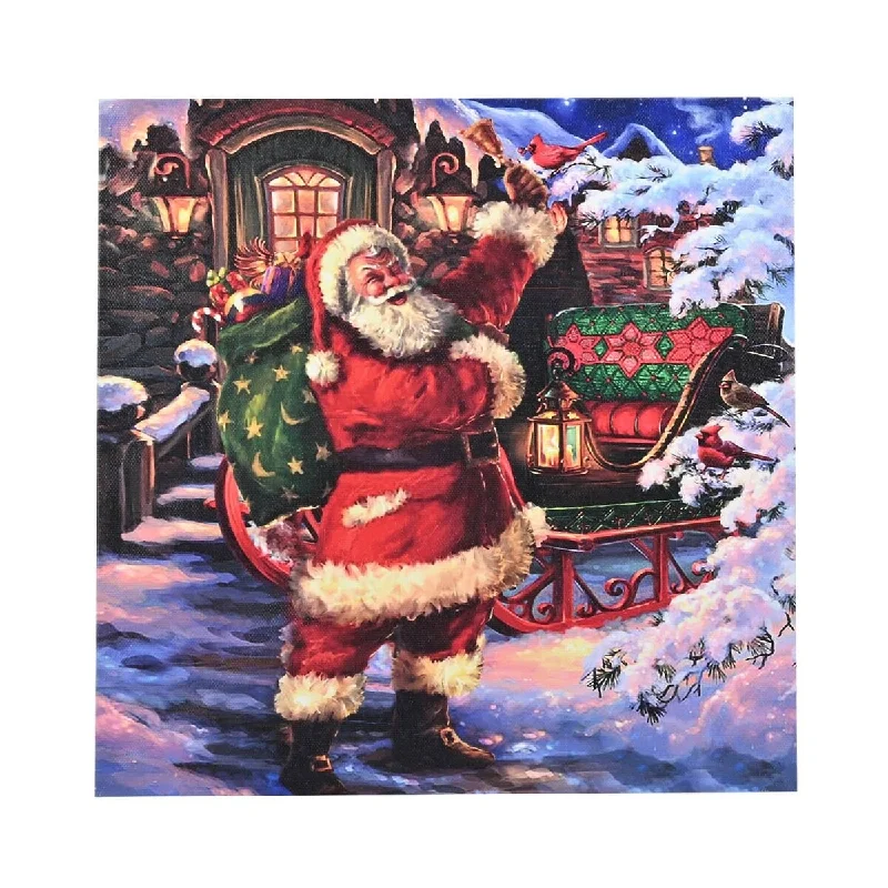 HOMESMART Multi Color Canvas 5-LED Snowman and House Christmas Theme