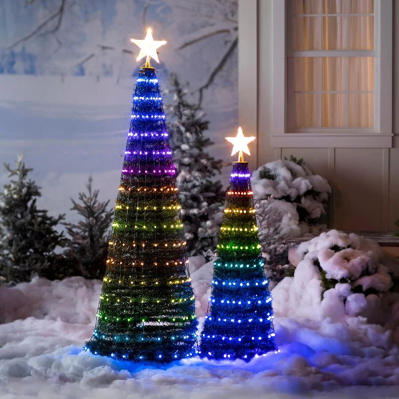 Indoor/Outdoor Christmas Tree With Multicolor Lights, 47"