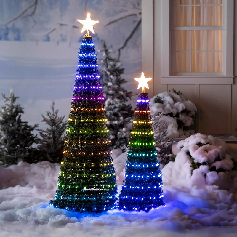 Indoor/Outdoor Christmas Tree With Multicolor Lights, 71"