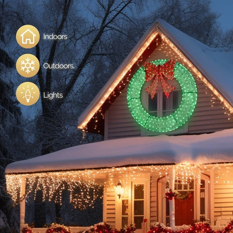 Pre-Lit Outdoor Christmas Wreath Decoration