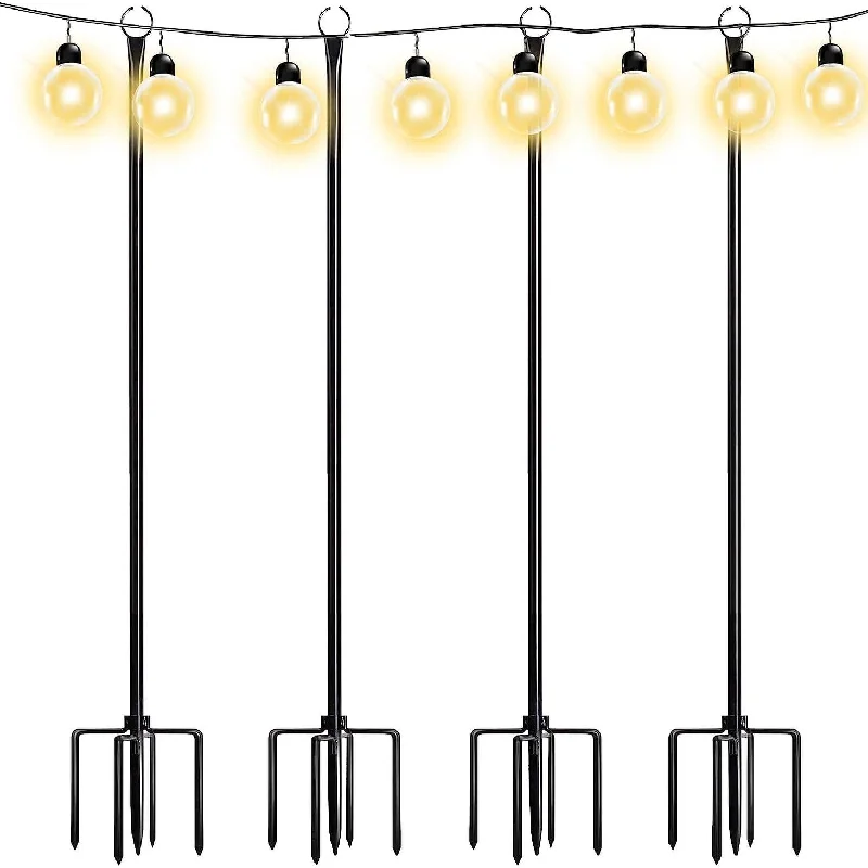 WaLensee 9.4 FT String Light Poles with Hook for Hanging String Lights for Garden Party Patio Christmas Wedding