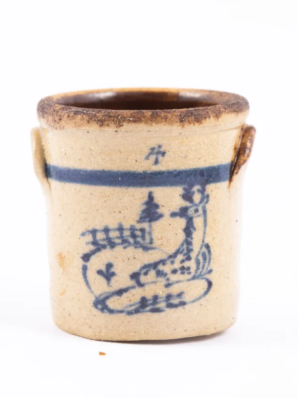 Jane Graber Christmas Crock with Deer, '84 Stoneware IGMA