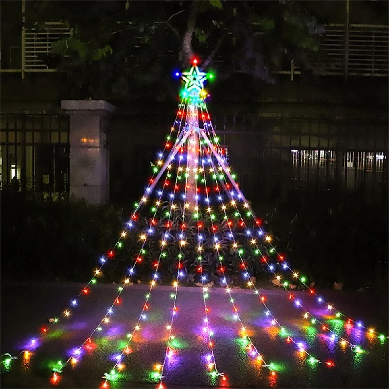 Warm White Solar Waterfall String Light, Christmas Tree Hanging Lights