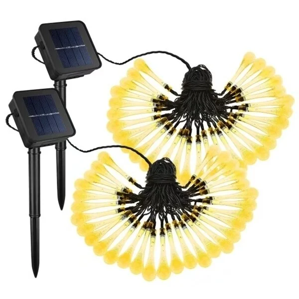 Solar Outdoor String Lights,30 LED Water Drop Solar String Fairy Waterproof Lights Christmas Lights