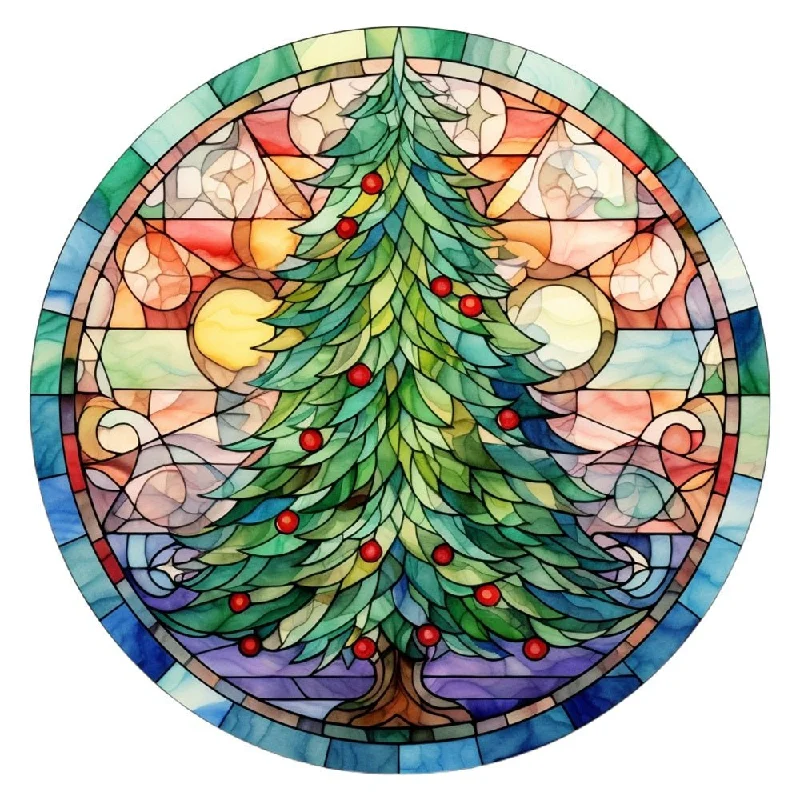 Stained Glass Christmas Tree 1 Fabric Panel