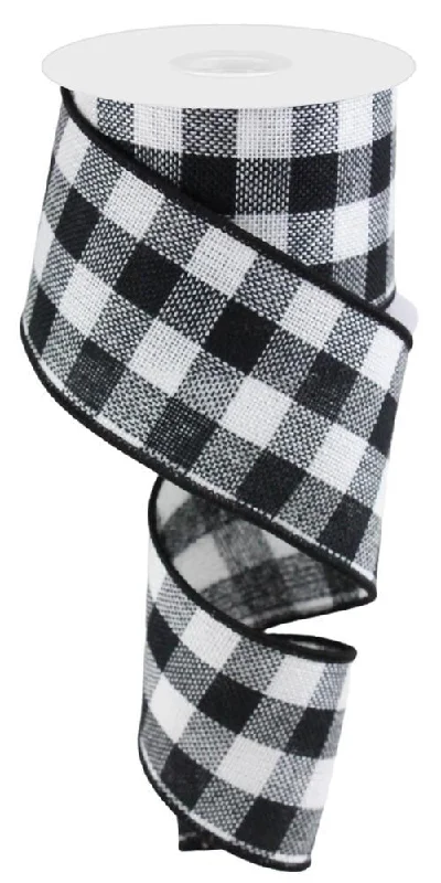 10 Yards of Black and White Woven Flannel Buffalo Check Ribbon