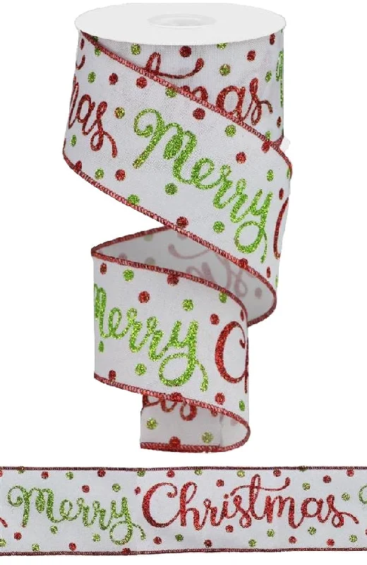 10 Yards of Merry Christmas Script Royal Ribbon