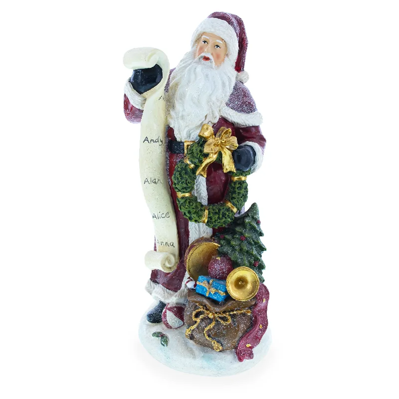 Santa Reading the Christmas Gifts List Figurine 11.5 Inches