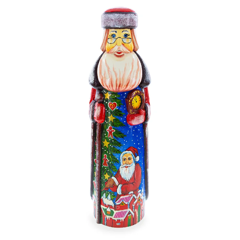 Santa Delivering Christmas Gifts Hand Carved Solid Wood Santa 11 Inches