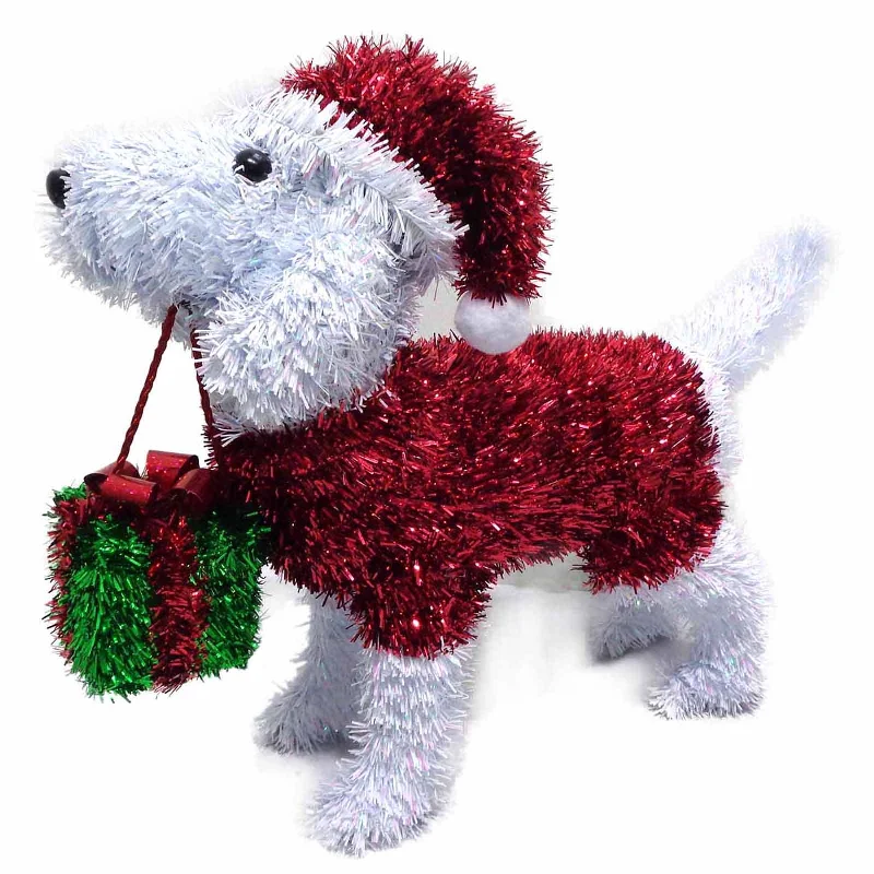 3D Christmas Dog Tinsel Decoration with Gift