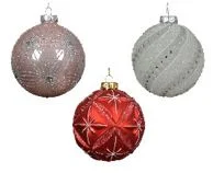 4" Lilac Glitter Glass Ornament Set Of 12