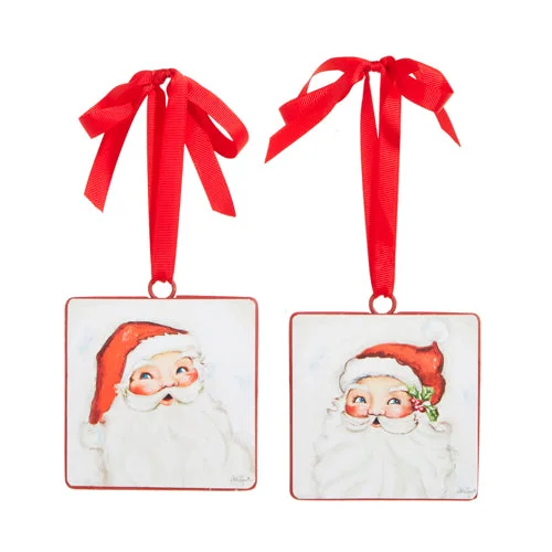 4" Santa Ornament Assorted Set of 6