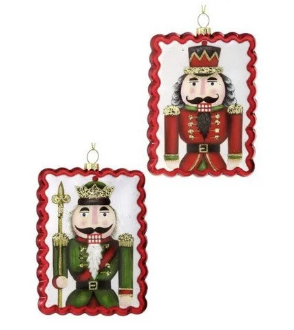 5" Glass Nutcracker Ornament Assorted Set Of 2