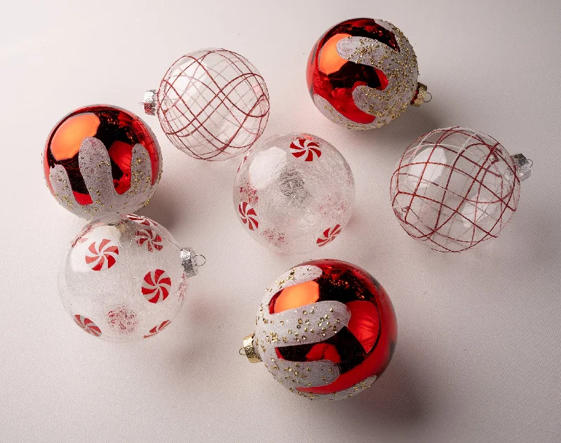 5" Peppermint Assorted Ornament Set Of 9