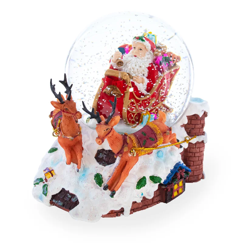 Santa Delivering Gifts Musical Christmas Water Snow Globe